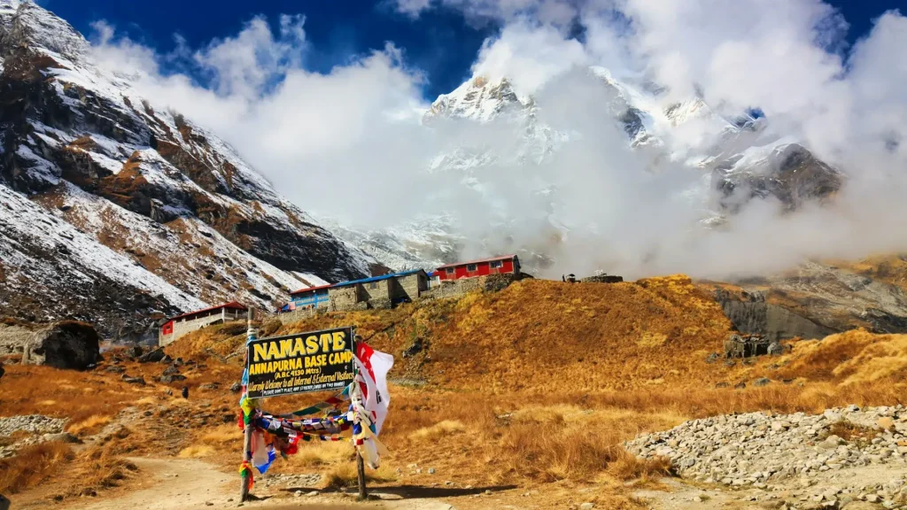 Panoramic Himalayan landscape seen on the Annapurna Base Camp Trek