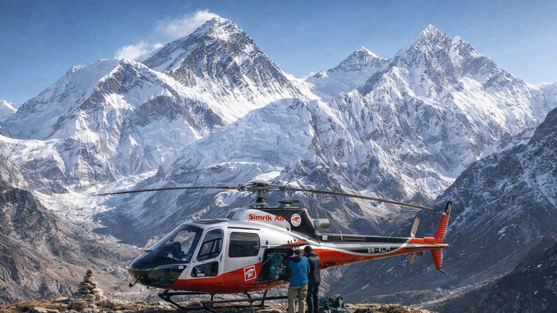 Helicopter landed in everest region