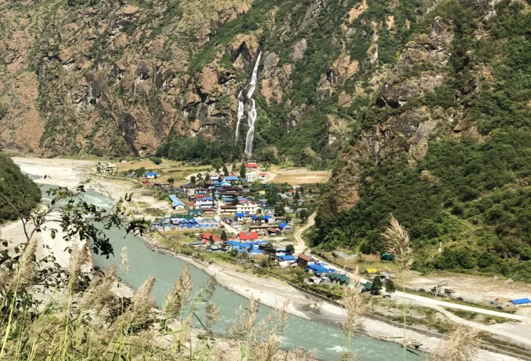 Manang Village located near Marsyangdi River Annapurna Region