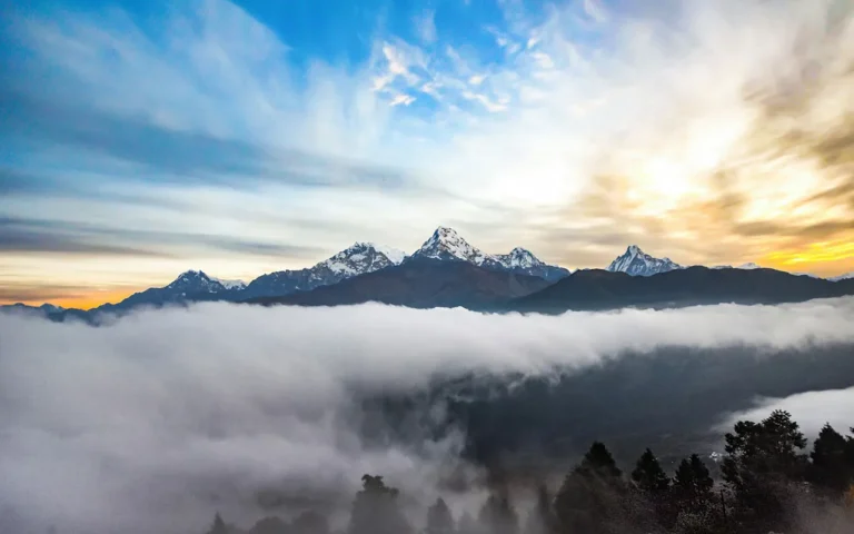 Mountain Evening View from Poonhill while poon hill trek