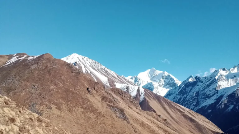 Yala Peak above a Langtang village